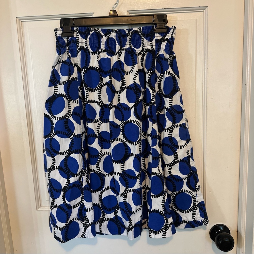 Kate Spade blue black a line midi skirt elastic waist Size 2 Geometric - Picture 4 of 12